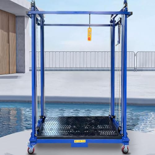 Electric Scaffolding Lift Platform Stable Durable Electric Lifting Scaffold Lifting Platform Scaffold Tower Construction Lift with Swivel Casters for Home Decoration,Blue,3.5M