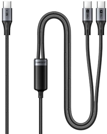 SUNGUY Cable USB C a USB-C de 1,2 m, 2 en 1, cable de carga doble USB tipo C con carga rápida de 100 W para iPhone 16/16 Pro Max/15 Series, MacBook Air/Pro, Samsung Galaxy S24/S23, Note20