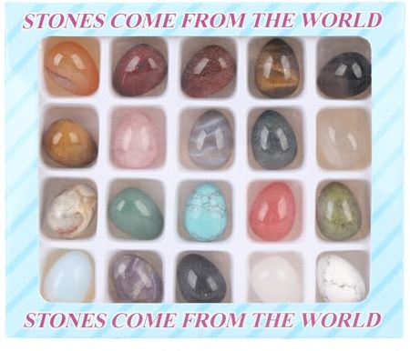 Luqeeg Stone Collection Science Kit, Nature Rock und Crystal Collection mit 20 Einzigartigen Exemplaren, Identifikationsdiagramm für Kinder über 5, Unterricht Im Klassenzimmer