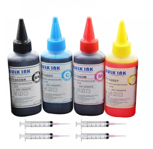 SSUMCUWR 4x100ml Tinte Nachfüllfarbfarbmittel kompatibel mit LC421 LC462 LC492 LC422 LC432 LC411 LC401-Drucker und MFC-J1010DW J1050DW J1140DW Multifunktionsdrucker Drucker