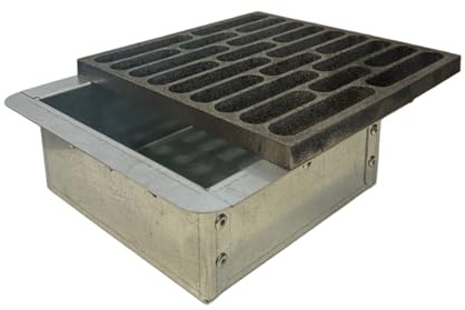 Fonderia Bongiovanni | Griglia in Ghisa | Griglia per Camino | Stufa Pellet | Barbecue Fondello per Cenere | 20x20 cm Mod.M | con Cassetto Raccolta Cenere | Altezza 7 Cm | Accessori Camino