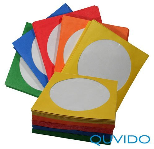 100 QUVIDO CD/DVD/Blu-ray Papierhüllen Color Mix
