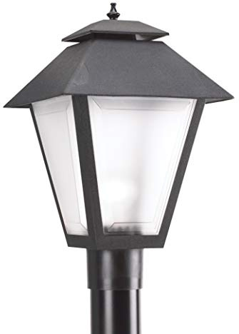 Generation Lighting 82065-12 Polycarbonate One Light Outdoor Post Lantern Outside Lighting, Black Finish, 1-Light, cETL Listed, Safety Rated for Wet Locations, Aluminum Construction