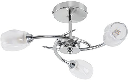 MiniSun | Modern Chrome 3 Way Ceiling Light with Frosted Glass Shades | Pendant Lights, Home Décor & Improvement Essential