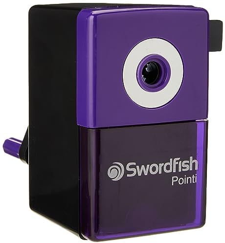 Swordfish 'Pointi' Manueller Stiftspitzer für den Schreibtisch mit spiralförmiger Klinge und Auto-Stopp-Funktion [40235], schwarz