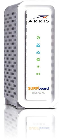 ARRIS Surfboard 8x4 DOCSIS 3.0 Cable Modem/Wi-Fi AC1600 Router 343Mbps Download Speeds 1600Mbps Wi-Fi Speed SBG6700AC White