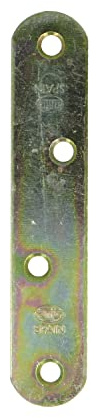 Amig - Pack de 4 Placas de Refuerzo de Acero Bicromatado Mod.2, Pletina Plana de Unión para Montaje o Ensamblaje de Muebles de Madera, Medida: 100 x 19 x 2 mm, Canto Redondo