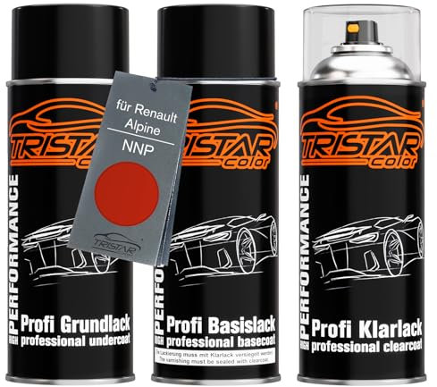 TRISTARcolor Peinture voiture Kit bombes de peinture pour Renault/Alpine NNP Rouge Flamme Nacre/Vlamrood Nacre Peinture de fond peinture de base vernis clair aérosol 400 ml