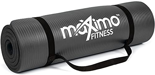 Maximo Fitnessmatte – Dicke Premium Yogamatte – 183 cm Länge x 60 cm Breite x 1,2 cm (12mm) – Mehrzweck-Verwendung – Perfekt für Yoga, Pilates, Gym, Sit-ups und Dehnen. (Black)