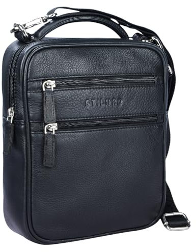 STILORD 'Mats' Herren Handtasche Leder Vintage kleine Messenger Bag mit Tragegriff Tablettasche für 9.7 Zoll iPad DIN A5 Dokumente Umhängetasche aus echtem Leder, Farbe:schwarz