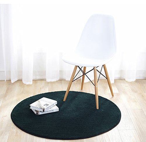 Fouriding Einfarbig Rund Teppich weicher Kurzflor Teppiche fürs Wohnzimmer, Esszimmer, Kinderzimmer, Schlafzimmer und die Küche geeignet Dunkelgrün 80cm