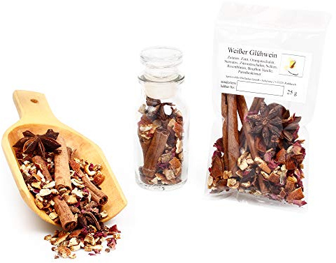 Weißer Glühwein Gewürz, Glühwein weiß, Glühweingewürz, Gewürztee, Weihnachtsgewürz, Bachzutaten getrocknete Gewürzmischung glutenfrei, 25g