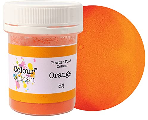 COLOUR SPLASH Food Colouring Dust, Powder Color, Natural & Edible, Matt Finish, Use on Cake Surfaces, Decorations Or Mix In Icing to Create Colourful Cakes & Bakes - Orange 5g