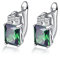 BONLAVIE Boucles d'oreilles Femme Pierre Carrées Clou d’Oreille en Argent Sterling 925 émeraude/Rubis 8 * 10mm (Vert)