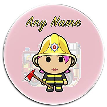 UNIGIFT Personalisierbares Geschenk – Feuerwehrmann Glas-Untersetzer (Farbe des Besatzungsdesigns) Jeder Name, Einzigartig – Matte Pad Job Feuerwehrauto Truck Emergency 999 Brigade, glas, rose, Rund