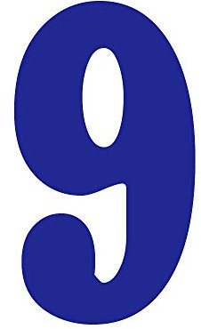 6 Tall Number 9 Iron On Heat Transfer for Football Baseball Jersey Sports T-Shirt Blue