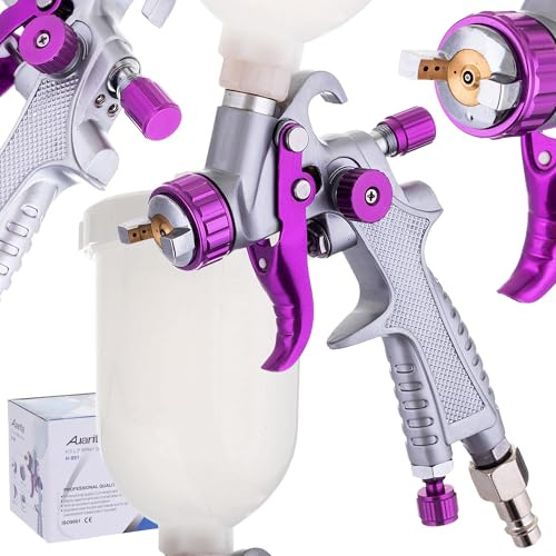 Auarita H-891 Mini HVLP Farbspritzpistole – 1,0 mm Düse – 250 ml Tank – mit Zubehör – Druck 1,5–3 bar – Lackierpistole für Auto & Holz