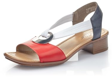 Rieker Damen Riemchensandalen 62662, Frauen Sandalen,Strandschuhe,Sandaletten,Sommersandalen,Absatz,Sommerschuhe,rot Kombi (35),40 EU / 6.5 UK