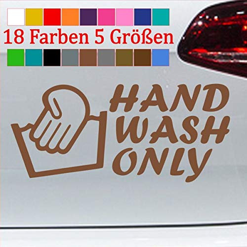 generisch Hand Wash Only Aufkleber Sticker Handgewaschen Handmade Schwam JDM Decal80-Braun 10x4,5cm