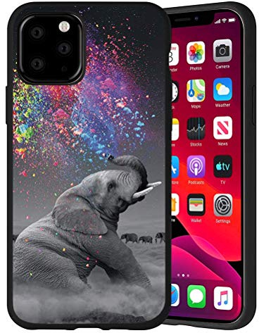 Yoedge Hülle für iPhone SE 2022/ SE 2020/7 / 8 4,7, Flüssig Soft TPU Silikon Schwarz mit Muster Handyhülle 360 Bumper Rundumschutz Dünn Weich rutschfest Stoßdämpfend Schutzhülle Slim Cover, Elefant