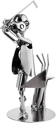 BRUBAKER Schraubenmännchen Golfer - Handarbeit Eisenfigur Metallmännchen Golf - Metallfigur Geschenkidee für Golfspieler und Golf Fans