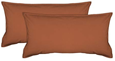 jilda-tex Bio-Bettwäsche Stone-Washed Renforce Lissabon 100% Bio-Baumwolle Knitterlook Stehsaum Bügelfrei Uni Leinen-Optik Bügelfrei GOTS Made in Green (Terrakotta, 2X 40 x 80 cm)