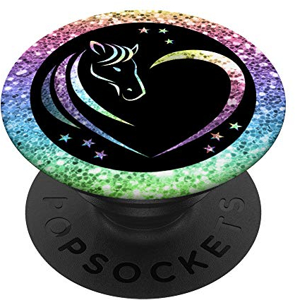 PopSockets Pferd mit Herz für Reiter und Pferdeliebhaber PopSockets PopGrip: Ausziehbarer Sockel und Griff für Handys/Tablets mit Tauschbarem Top