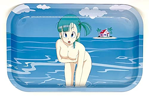 Premium Metal Tobacco Rolling Tray 10 x 6 inch (Blue Anime)
