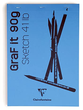 Clairefontaine 96731C - Bloc Agrafé GraF'it - 80 Feuilles Papier Dessin Croquis Uni - Feuilles Détachables - A6 10,5x14,8 cm 90g - Couverture Bleu Roi - Paquet de 5 Blöcken