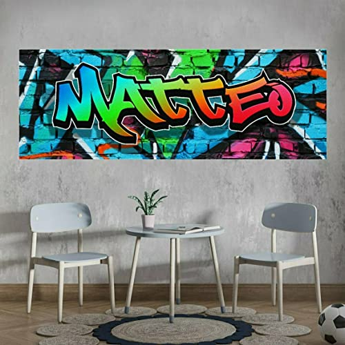 tjapalo vr191 Cooles Wandbild Graffiti Poster mit Namen personalisiert Graffiti Kinderzimmer Poster Name XXL Wandbild Teenager junge Mädchen Name, Größe: B160xH58cm