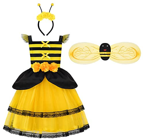 ReliBeauty Déguisement Abeille Filles Costume Animaux Enfant Carnaval 10-11ans, 140