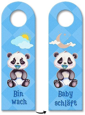 Baby schläft Panda Türhänger in blaufür die Türklinke Baby Panda Babyparty Eltern Junge