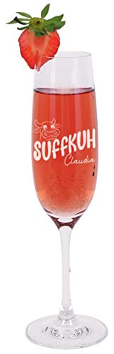 Herz & Heim® Sektglas mit Gravur - Suffkuh - lustige Geschenkidee für Frauen