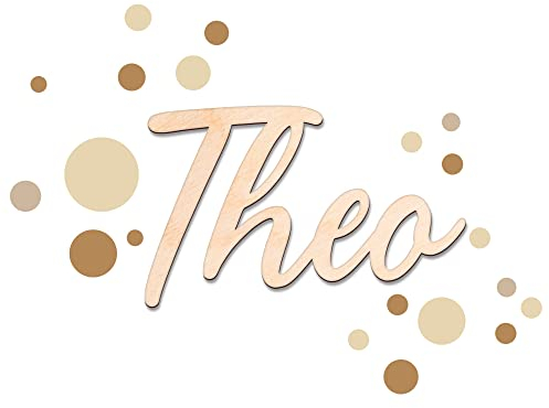 timalo® Türschild Holz personalisiert mit Namen. Individuelles Namensschild Kinderzimmer 3D Schriftzug Dekoration Tür Wanddeko Aufkleber | wood2-m-Kreise-30cm