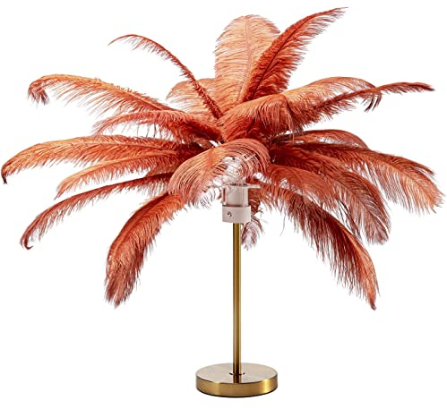 Kare Design Tischlampe Feather Palm Rusty, Rot, Desk Lamp, Schreibtischlampe, Nachttischlampe, Dekoleuchte, Leuchtmittel nicht inklusiv, Tischleuchte, Palmen Motiv, Federn, 60x50x50cm