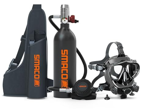 SMACO Kit de Bouteille de Plongée Mini Scuba 1L avec Masque de Plongée Offrant Respiration, Cylindre de Plongée pour la Plongée en Eaux Peu Profondes Pas Plus de 16 ft