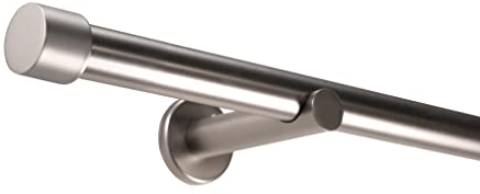Deco-Raum Gardinenstange auf Maß 25mm Wandträger Style Endstück Cap edelstahl-optik nach Maß gefertigt, ohne Ringe 240 cm, geteilt