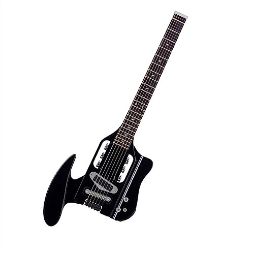 Schwarze Tragbare Reise-E-Gitarre Ohne Kopf, Korpus Aus Hartem Ahorn Mit Doppelschienen-Tonabnehmern Kopflose Elektrogitarre für Einsteiger