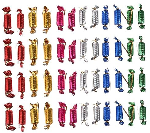 Warmhm 72 Stück Weihnachts-Süßigkeitenpackung Bonbonförmige Baumschmuck Bonbon-Lutscher-Anhänger Weihnachts-Miniatur-Süßigkeiten-Modell Weihnachtsbaumschmuck Weihnachtsschmuck