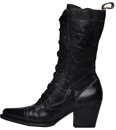Texani Donna Western Pelle Stivali Equitazione Camoscio con Tacco Stivali Alti con Lacci Vintage Stivaletti Marroni Anfibi Stivali Cowboy Stivali Texani Invernali Biker
