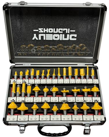Yueqing Zhongji Router Bit Set of 40 Pieces Router Bits 1/2 Inch Shank 40pcs Expert Router Bit Kit C3 Alloy Blade Router Bits for Precision Carving and Versatile Applications