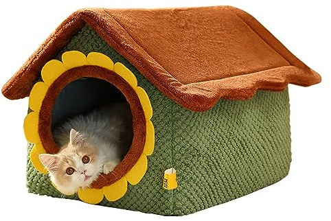 Galatée Katzenhöhlenbett, Katzenhaus Für Hauskatzen, Weiches Und Warmes Hundebett, Cartoon-süßes Katzenhaus, Katzenbett Mit Waschbarem Kissen(L)