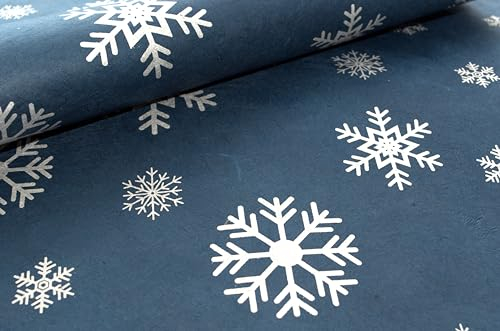 Kathmandu Valley Co. Geschenkpapier, handgefertigt, aus Lokta-Papier, Weihnachts-/Winterurlaub, festlich, Vintage-Geschenkpapier, 50,8 x 76,2 cm, 10 Blatt Hergestellt in Nepal (Midnight Snowfall)