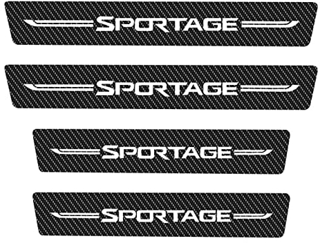 Symilov 4 Stück Auto Einstiegsleisten Schutz,für KI-A Sportage 2005-2021 2022 Tuning Zubehör, Kohlefaser Auto Türeinstiegsschutz Aufkleber mit Logo Anti Kratz Schutzstreifen,Black