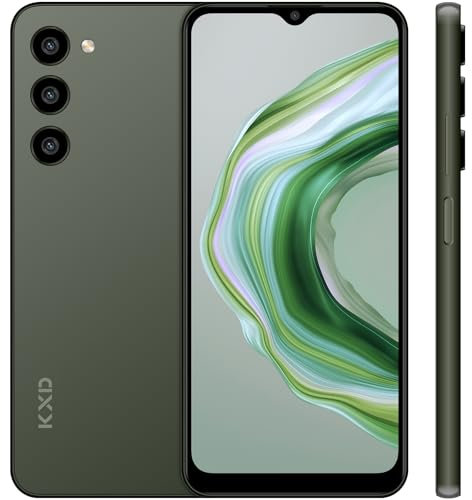EL KXD A09 Téléphone Portable Debloqué 4G Smartphone Pas Cher, 6,6 HD Pouces 128Go ROM 8Go RAM SD 256Go Dual SIM 13MP Triple Caméras, Android 12,Batterie 4000mAh,Octa Core,Face ID, GPS,Type C - Vert