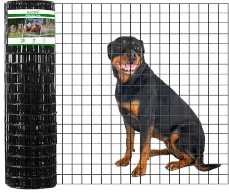 GILPWA Wire Fence, 36 in(H) X 50 ft(L) PVC Coated Welded Wire Fencing 2 X 2 16GA Garden Border Vinyl Metal Chicken Wire Fencing Mesh Roll for Yard Vegetable Plant Protection Poultry Netting Black