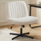 Sweetcrispy Criss Cross Stuhl mit Beinen, Armloser Schreibtischstuhl ohne Räder, Drehstuhl Eitelkeitsstuhl, höhenverstellbarer breiter Sitz Arbeitsstuhl, Stoff Modern Home Stuhl,Beige