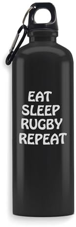 Eat Sleep Rugby Repeat Water Bottle Engraved Art Sport Leakproof Big Capacity