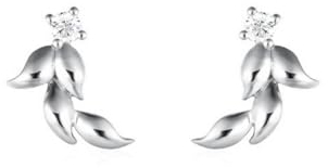 Ohrstecker Weissgold, 18K Weißgold Diamant-Blatt-Ohrstecker für Damen