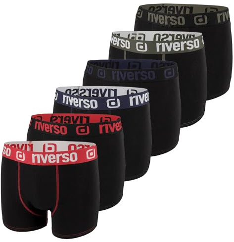 riverso Boxershorts Herren RIVOle 6er Pack Unterhosen Unterwäsche | Retroshorts Set Boxer Shorts Stretch Schwarz Grau Blau Weiß Grün Rot Orange Gelb S M L XL XXL 3XL